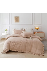 Soft Organik %100 Pamuk Fırfırlı Çift Kişilik Nevresim Takımı Lastikli Çarşaf 4 Parça SV12000000071 - EVYA