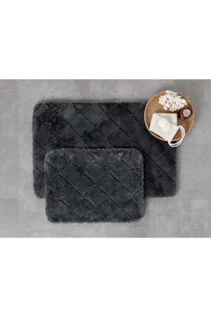 Soft Touch Rabbit Plush Bath Mat Set 60x90 Cm+45x60 Cm Anthracite - English Home