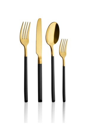 Soho Prestige Gold Pvd Fork Spoon Knife Set 24 Pieces aryıldız soho black gold - Aryıldız
