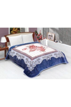 Solana Luxury Mink King Size Blanket 990 Blue 220x240 &hem Blanket & Bedspread - Selin