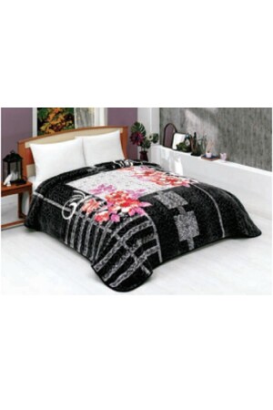 Solana Luxury Mink King Size Blanket 992 Black 220x240 &hem Blanket & Bedspread - Mink