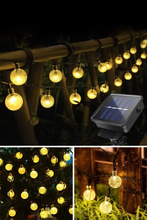 Solarkristall, 30 Kugeln, gelbes Licht, LED-Modus, Balkondekoration, Gartenbeleuchtung, Solarenergie, 0TPBDKAT00 - Trendpoint