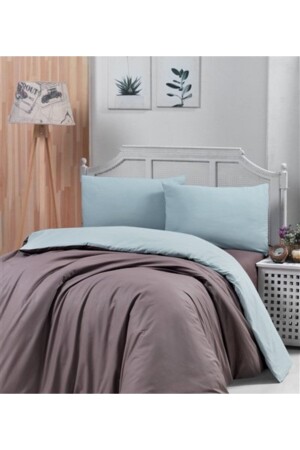 Solid Color Double Akfil 64 Thread Duvet Cover Set 100% Cotton 85 - Örnek Yorgan