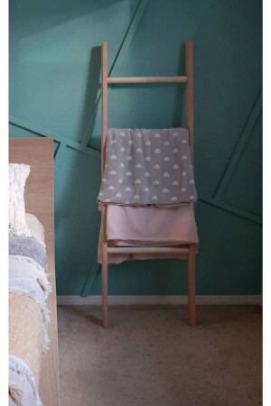 Solid Wood Blanket Ladder with Round Steps 150x42 Cm Natural Pine Wood 250701 - pinoxi