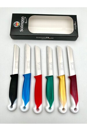 Solingen Serrated Fruit and Vegetable Knife Mixed Marbled Pattern - Herkeseuygun