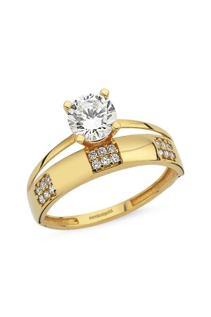 Solitaire Wedding Ring Gold Ring Twin Square Design - Sembol Gold