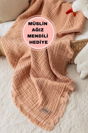 Lachsfarbener 4-lagiger Musselin-Cotton-Softness-Musselinbezug für Babys und Kinder, 100 % Baumwolle / 110 x 110 cm, ZB-139 - ZEYPBA