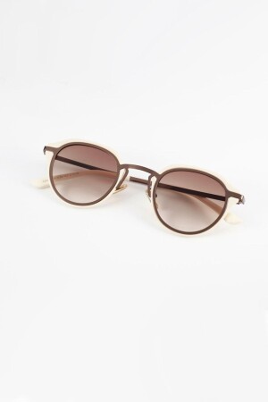 Sonic Oval Sunglasses - Cream Frame Brown Glass 09L001 - Kapin