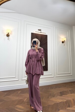 Sorlen Tie-Up Shirt Set - Rose Pink - Duendeca