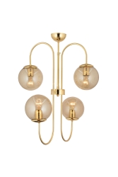 Sosa 4-Plus Gold Honey Glass Modern Living Room Chandelier Suitable for Young Room Cafe Restaurant 3558-04-GD - Apliqa
