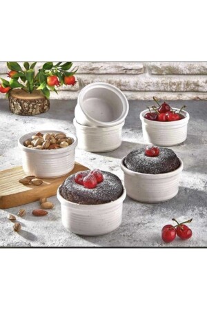 Soufflé and Oven Cake Container 6-Piece Porcelain White S-12948 - Karin