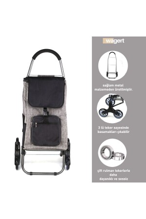 Soundproof 3 Wheeled Market Cart with Waterproof Zipper Bag - Vadi