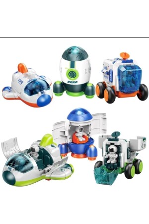 Space Station Toy Set of 3 Toy Rocket & Space Shuttle & Spacecraft & Moon Vehicle & Astronaut - Hepsilazım