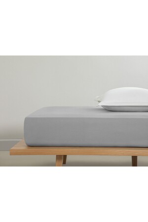 Spannbettlaken für Doppelbett, einfarbig, Baumwolle, 160 x 200 cm, Kieselstein - English Home
