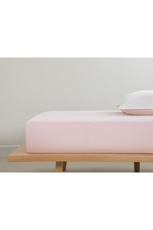 Spannbettlaken für Doppelbett, einfarbig, Baumwolle, 160 x 200 cm, Puderrosa - English Home