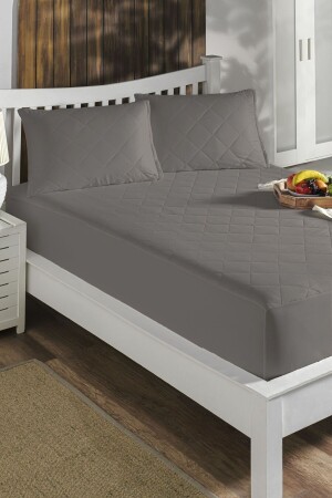 Spannbettlaken, Matratzenschoner, 100 x 200 cm, farbige Baumwolle, gesteppt, Einzelbett, Grau - Liv Calista