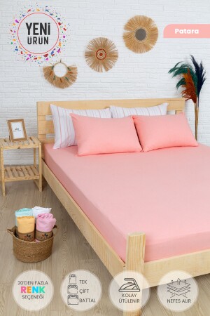 Spannbettlaken-Set für Einzelbett, lachsrosa, Baumwolle, 100 x 200 cm, Kissenbezug 50 x 70 cm, tekcrsf - KetraHome