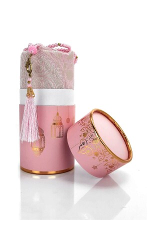 Special Cylinder Boxed Set with Prayer Mat and Pearl Prayer Beads Pink - Ihvanonline