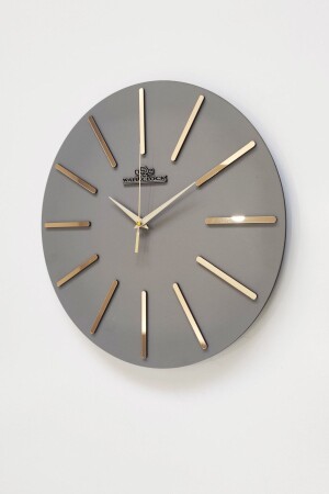 Special Decorative Mirrored Wall Clock Anthracite & Gold Silent Mechanism 37x37cm - Asse Tasarım
