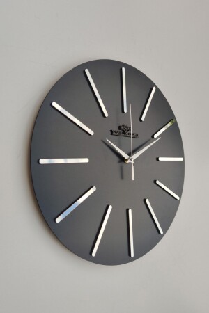 Special Decorative Mirrored Wall Clock Black & Silver Silent Mechanism 37x37cm - Asse Tasarım
