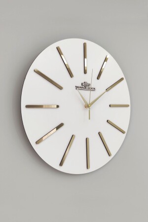 Special Decorative Mirrored Wall Clock White & Gold Silent Mechanism 37x37cm - Asse Tasarım