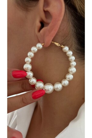 Special Design Pearl Hoop Earrings Via7 - Vi store