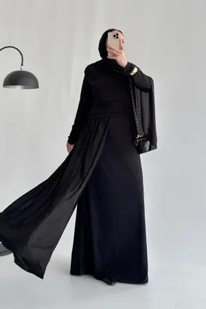 Special Edition Panelled Drape Dress Black - Nuuwears