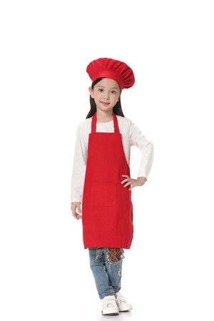 Special for Children 3 - 6 Years Old Kitchen Apron and Lace Cork Bonnet TTCO000 - Tasarım Trend