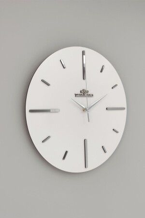 Special Mirrored Wall Clock White & Silver Silent Mechanism 37x37cm - Asse Tasarım