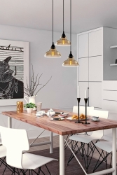 Special Model Üçlü Siyah Yuvarlak Modern Füme Camlı Sarkıt Avize LMBDR3507SYH - Lambadar