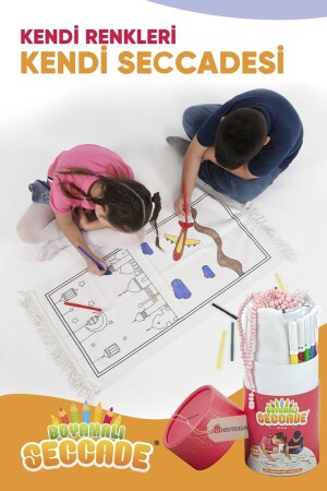Special Painted Prayer Rug Set for Children - Washable Prayer Rug - Hediyeleşin