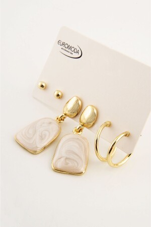 Specially Designed Stud Earrings with Pearlescent Enamel - Euromoda