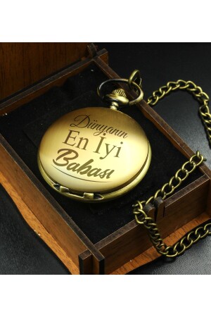Spezielle Taschenuhr mit Holzbox und Kette zum Vatertag A152655 - Apollon Gift