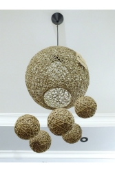 Spezielles Design, 1 + 5 Saiten-Hängelampe, rustikaler moderner böhmischer Korb-Jute-Seil-Kugel-Kronleuchter (Durchmesser: 30 cm) ÇT53 - ÇİZGİM ATÖLYESİ