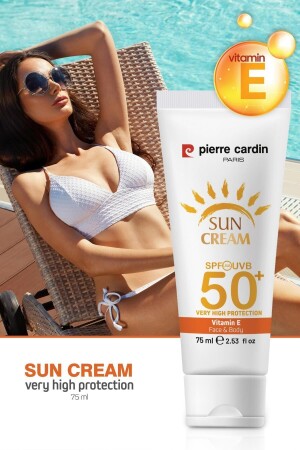 SPF 50 Face and Body Sun Cream 75 ml Very High Protection for Normal and Dry Skin - Pierre Cardin
