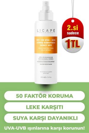 SPF 50 Factor Uva - Uvb Sunscreen Spray Milk 200ml - Licape