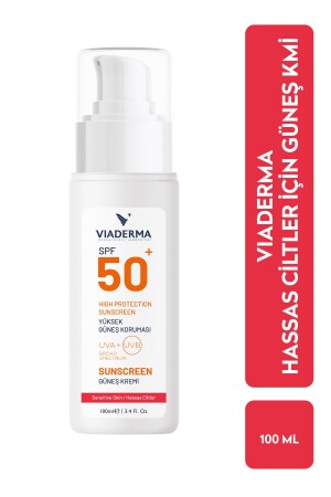 SPF+50 High Protection Face & Body Sun Cream for Sensitive Dry & Reddened Skin 100 ml TYCK669G2N168666059116190 - Viaderma