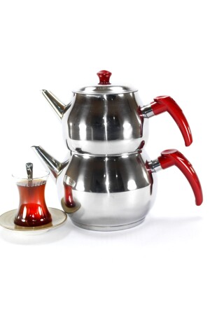Sphere Stainless Steel Mini Teapot with Self Strainer Red BND06 - BYKARDELEN