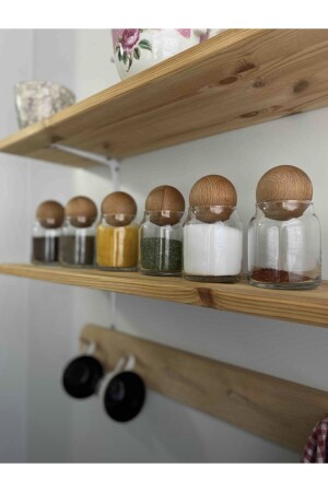 Spice Size Glass Jar with Wooden Top Lid NSL1082 - Eviniz İçin Herşey
