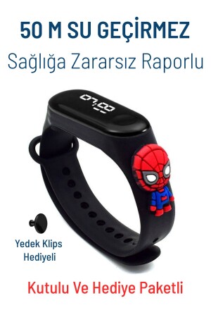 Spiderman Digital LED Children's Watch with Spiderman Figure Touch Screen Waterproof (BLACK) - Q-Time
