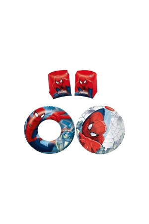 Spiderman Licensed Swimming Set Pool Sea Ball Arm Sleeve Bagel Spiderman Arm Sleeve Bagel Ball set - Spiderman