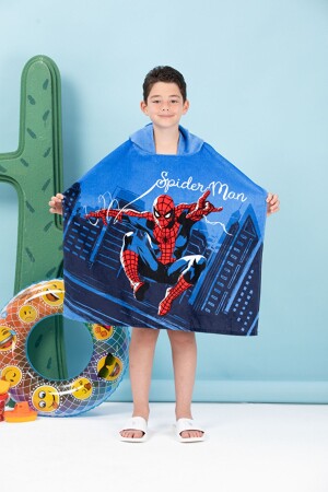 Spiderman Night Disney Lisanslı Kadife Çocuk Panço 4-9 Yaş - Özdilek
