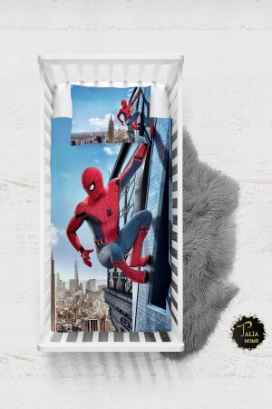 Spiderman Spider-Man Patterned Baby Duvet Cover Set with Sheets TLABN-102 - Talia Home