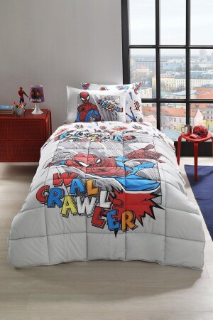 Spiderman Wall Single Disney lizenziertes elastisches Spannbettlaken-Kinderschlafset PR-12525685 - Özdilek