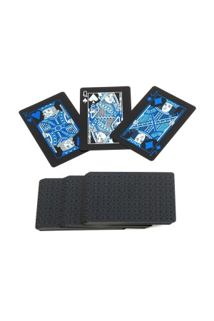 Spielkartendeck, Spielkarten, wasserfest, PVC, glänzend, schwarz, blau, 8,7 cm x 5,7 cm, 54 Stück, 2042 - Spelt