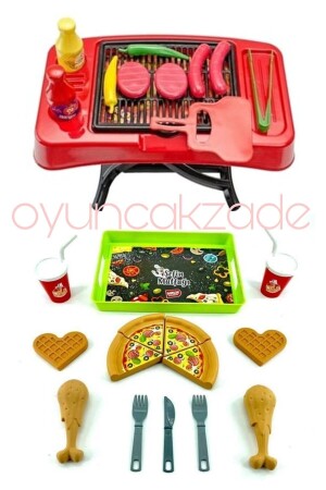 Spielzeug-Grillset mit Zubehör + Pizzastücken, Spielzeug für Mädchen und Jungen Yenimangal - OyuncakZade