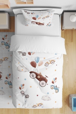 Spielzeugautos gemustertes Einzelbett-Set für Babys und Kinder - Evpanya