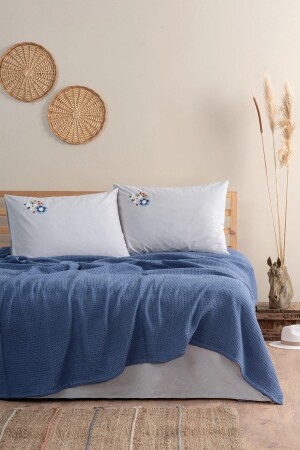 Spin Double Duvet Set Dina Indigo 8680108067796 - Cotton Box