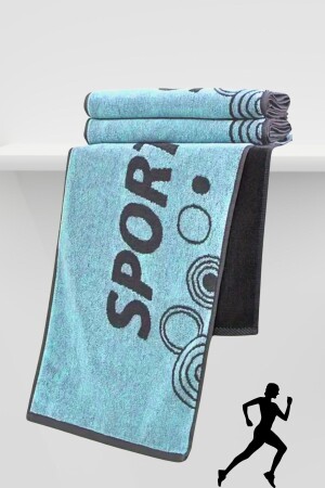 Sporthandtuch Jacquard Türkis Gym Fitness Teller Boxen Tennishandtuch 100 % Baumwolle - Mariva Home