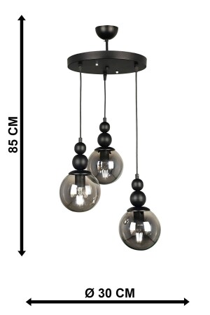 Sportlicher schwarzer Kronleuchter aus 3-teiligem Rauchglas. Sportlicher schwarzer Kronleuchter aus 3-teiligem Rauchglas - OSC HOME